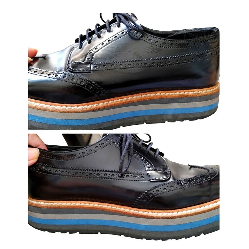 Prada Black Classic Leather Lace Up Laced Formal Shoes Derby - Picture 3 of 16